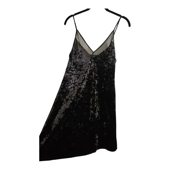 Xhilaration Slip Dress Size XS Black Velvet Mini Spaghetti Straps Adjustable - Picture 3 of 7